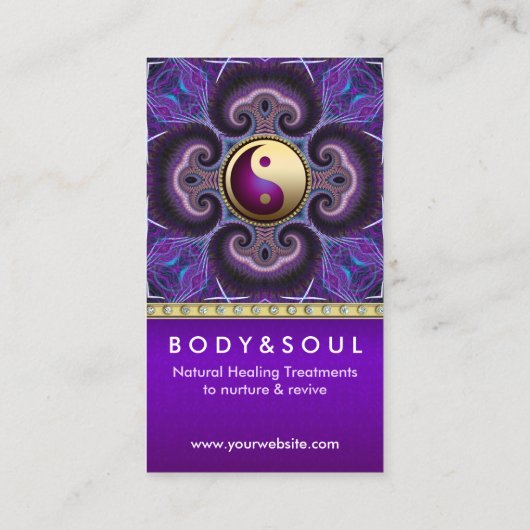 Paarse fractals Healing Energy Holistic New age Visitekaartje (Achterkant)