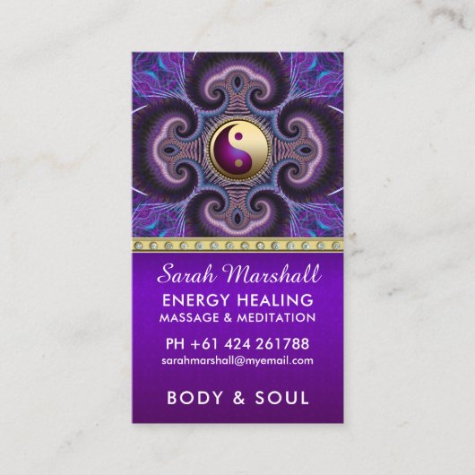 Paarse fractals Healing Energy Holistic New age Visitekaartje (Voorkant)