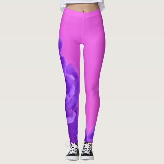 Paarse frambozenpatroon leggings (Voorkant)