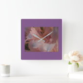 Paarse Framed Pink Lily Vierkante Klok (Huis)