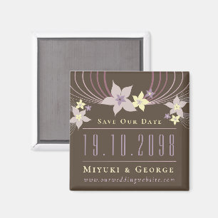 Paarse Frangipani Huwelijk Save The Date Magneet