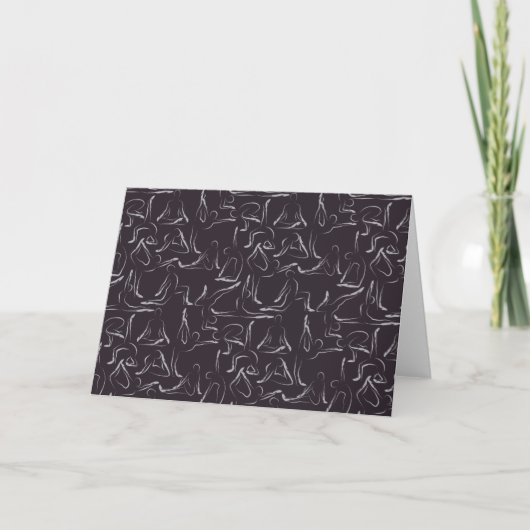 Paarse franjeaap Yoga seamless pattern 15 Kaart (Voorkant)