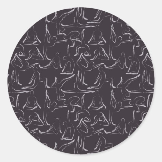 Paarse franjeaap Yoga seamless pattern 15 Ronde Sticker (Voorkant)