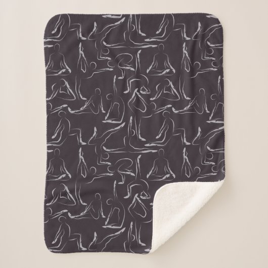 Paarse franjeaap Yoga seamless pattern 15 Sherpa Deken (Voorkant)