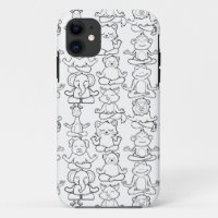 Paarse franjeaap Yoga seamless pattern 16