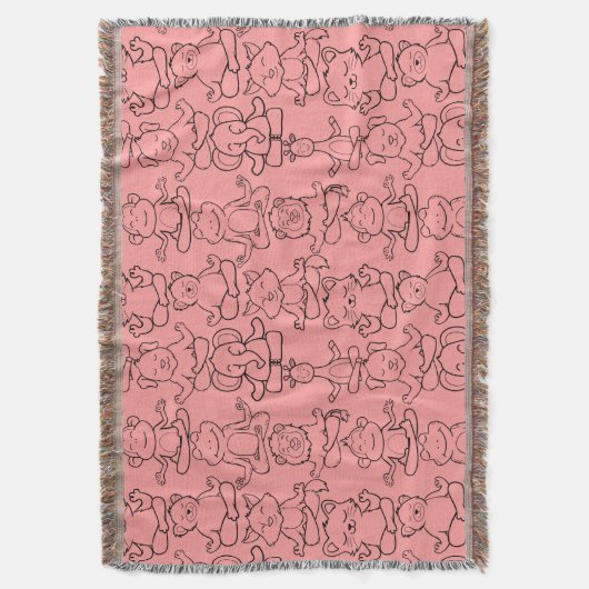 Paarse franjeaap Yoga seamless pattern 17 Deken (Voorkant Verticaal)