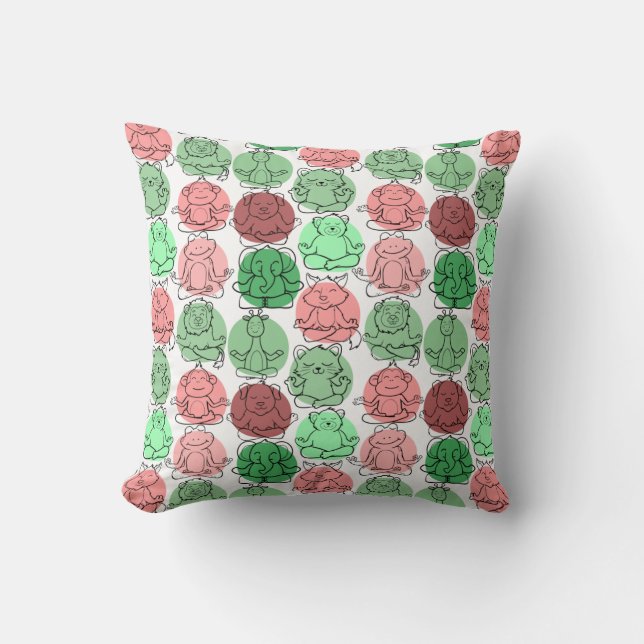 Paarse franjeaap Yoga seamless pattern 18 Kussen (Voorkant)