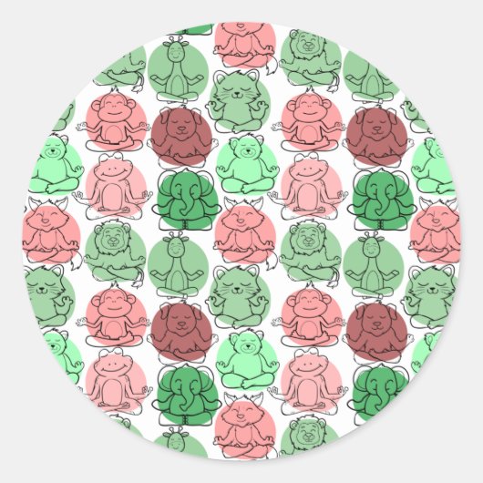 Paarse franjeaap Yoga seamless pattern 18 Ronde Sticker (Voorkant)