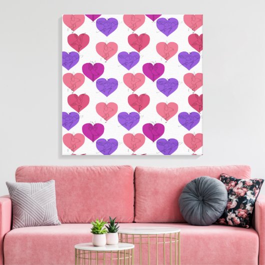 Paarse franjeaap Yoga seamless pattern 1 Canvas Afdruk (Insitu (Woonkamer))