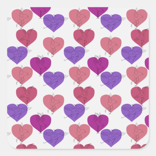 Paarse franjeaap Yoga seamless pattern 1 Vierkante Sticker (Voorkant)