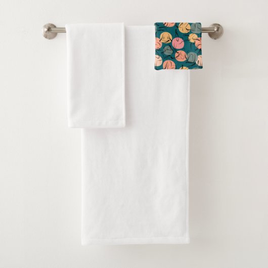 Paarse franjeaap Yoga seamless pattern 23 Bad Handdoek (Insitu)