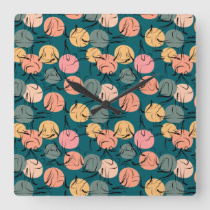 Paarse franjeaap Yoga seamless pattern 23 Vierkante Klok