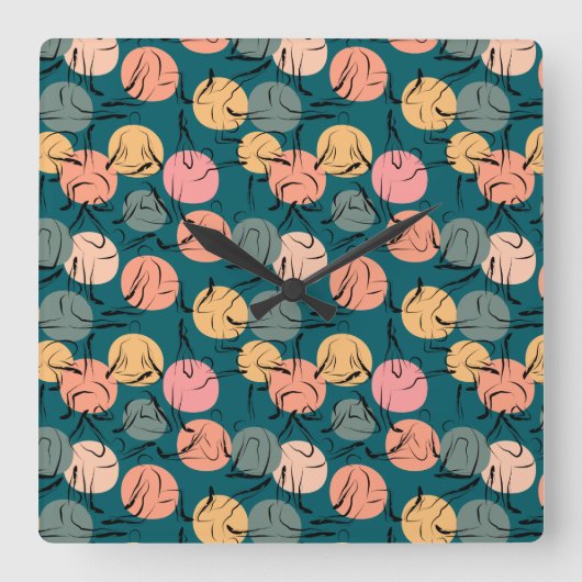 Paarse franjeaap Yoga seamless pattern 23 Vierkante Klok (Voorkant)