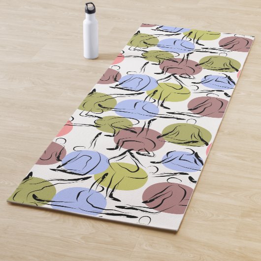 Paarse franjeaap Yoga seamless pattern 25 Yogamat (In situ)