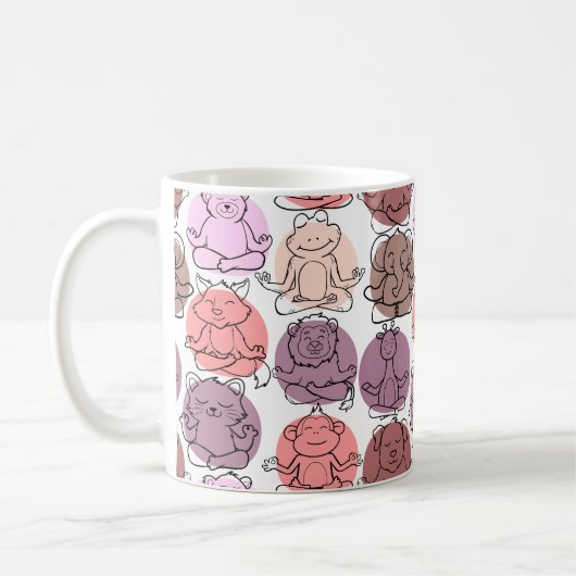 Paarse franjeaap Yoga seamless pattern 31 Koffiemok (Links)