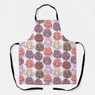 Paarse franjeaap Yoga seamless pattern 31 Schort