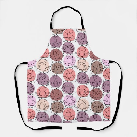 Paarse franjeaap Yoga seamless pattern 31 Schort (Voorkant)