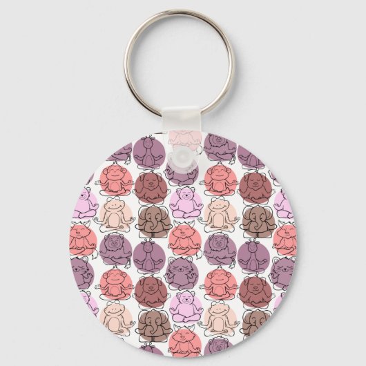 Paarse franjeaap Yoga seamless pattern 31 Sleutelhanger (Voorkant)