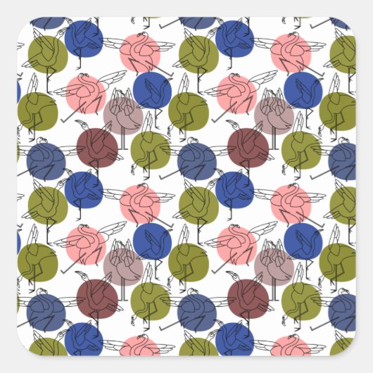 Paarse franjeaap Yoga seamless pattern 34 Vierkante Sticker (Voorkant)