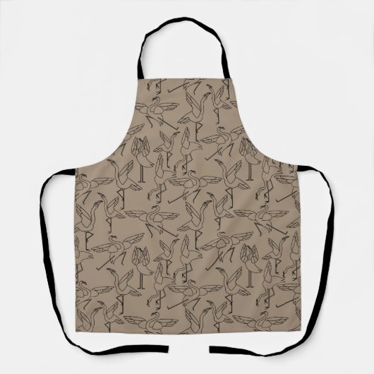 Paarse franjeaap Yoga seamless pattern 35 Schort (Voorkant)