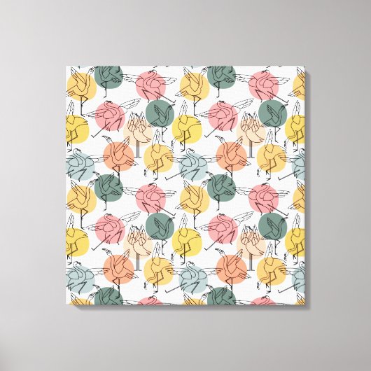 Paarse franjeaap Yoga seamless pattern 37 Canvas Afdruk (Voorkant)