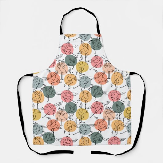 Paarse franjeaap Yoga seamless pattern 37 Schort (Voorkant)