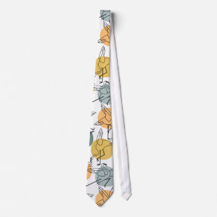 Paarse franjeaap Yoga seamless pattern 37 Stropdas
