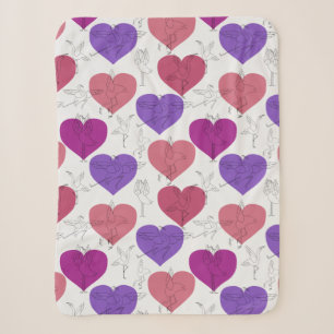 Paarse franjeaap Yoga seamless pattern 3 Sherpa Deken