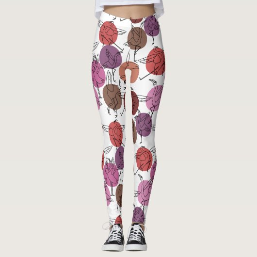 Paarse franjeaap Yoga seamless pattern 40 Leggings (Voorkant)