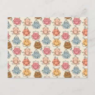 Paarse franjeaap Yoga seamless pattern 42 Briefkaart