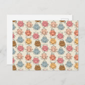 Paarse franjeaap Yoga seamless pattern 42 Briefkaart (Voorkant / Achterkant)