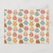 Paarse franjeaap Yoga seamless pattern 42 Briefkaart (Voorkant)