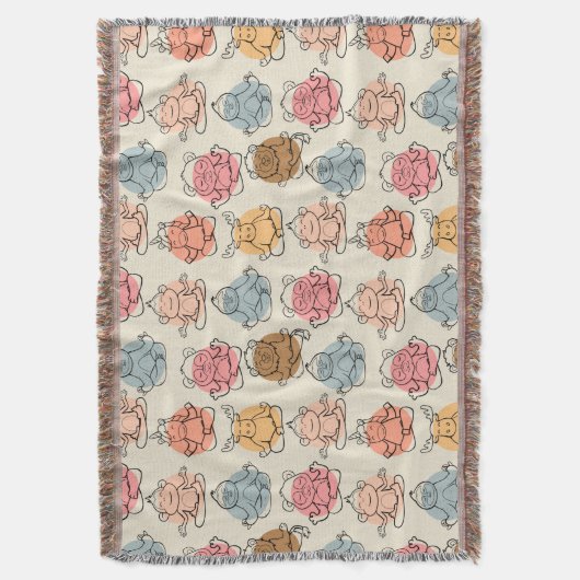 Paarse franjeaap Yoga seamless pattern 42 Deken (Voorkant Verticaal)