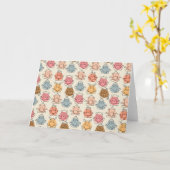 Paarse franjeaap Yoga seamless pattern 42 Kaart (Gele Bloem)