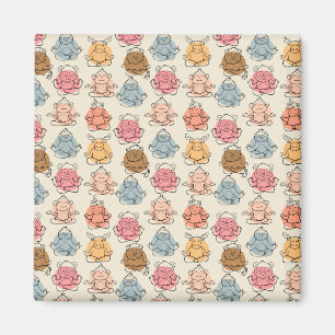 Paarse franjeaap Yoga seamless pattern 42 Magneet