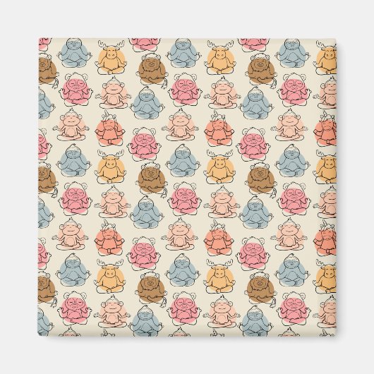 Paarse franjeaap Yoga seamless pattern 42 Magneet (Voorkant)