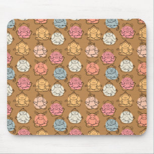 Paarse franjeaap Yoga seamless pattern 43 Muismat