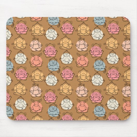 Paarse franjeaap Yoga seamless pattern 43 Muismat (Voorkant)