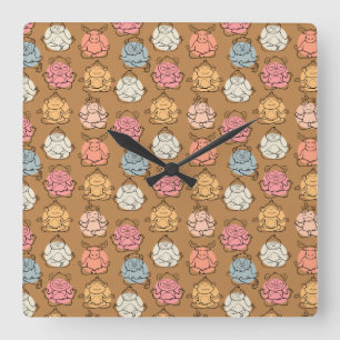Paarse franjeaap Yoga seamless pattern 43 Vierkante Klok
