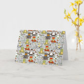 Paarse franjeaap Yoga seamless pattern 44 Kaart (Gele Bloem)
