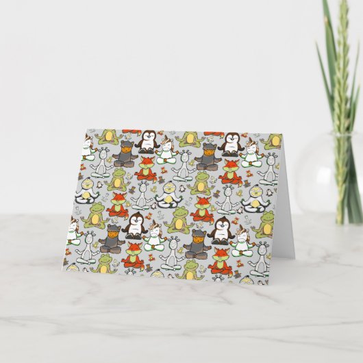 Paarse franjeaap Yoga seamless pattern 44 Kaart (Voorkant)