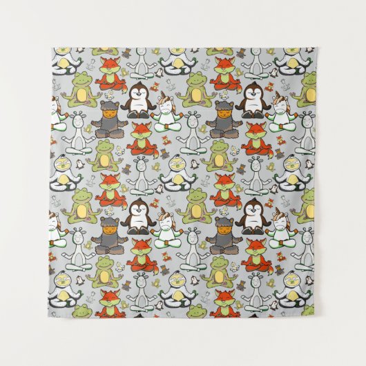 Paarse franjeaap Yoga seamless pattern 44 Wandkleed (Voorkant)