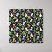 Paarse franjeaap Yoga seamless pattern 45 Canvas Afdruk (Voorkant)