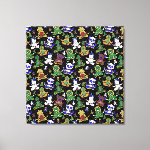 Paarse franjeaap Yoga seamless pattern 45 Canvas Afdruk