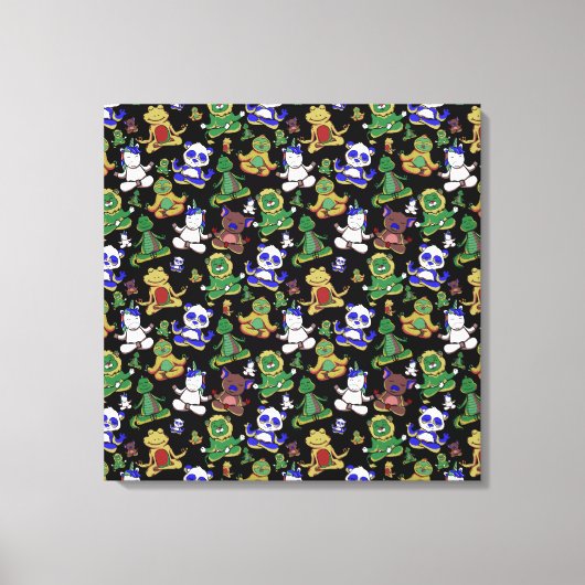 Paarse franjeaap Yoga seamless pattern 45 Canvas Afdruk (Voorkant)