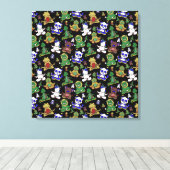 Paarse franjeaap Yoga seamless pattern 45 Canvas Afdruk (Insitu (Houten vloer))