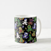 Paarse franjeaap Yoga seamless pattern 45 Koffiemok (Voorkant rechts)