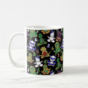 Paarse franjeaap Yoga seamless pattern 45 Koffiemok