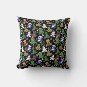 Paarse franjeaap Yoga seamless pattern 45 Kussen
