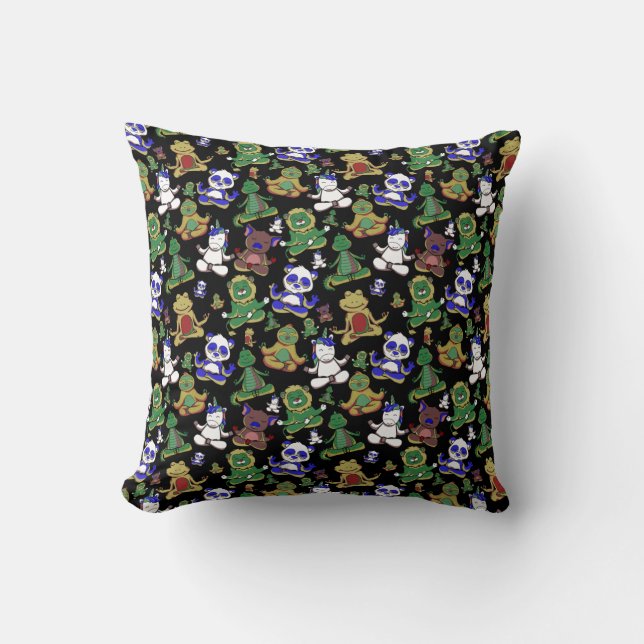 Paarse franjeaap Yoga seamless pattern 45 Kussen (Voorkant)